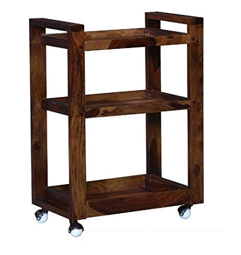 Abril Bar Trolley/Serving Trolley/Wooden Service Trolley (Sheesham Wood) (Teak Wood Shade)