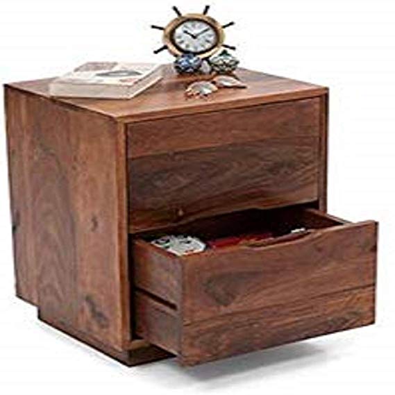 Felton Bed Wood Bedside End Table with Drawers for Living Room