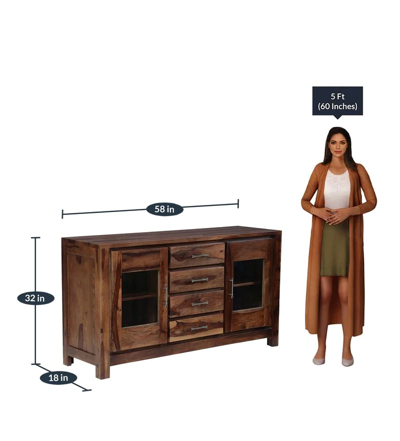 Hurtado Solid Wood Sideboard in Rustic Teak Finish