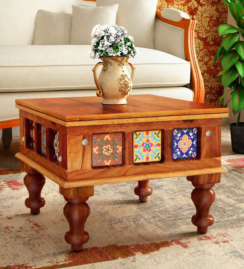 Liddle Solid Wood Coffee Table in Honey Oak Finish