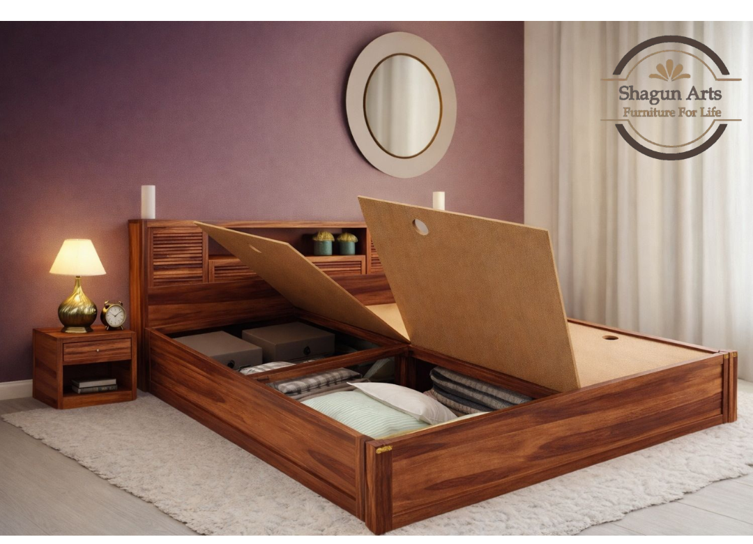 Maddox Solid Sheesham Wood King Size Bed in Walnut Finish