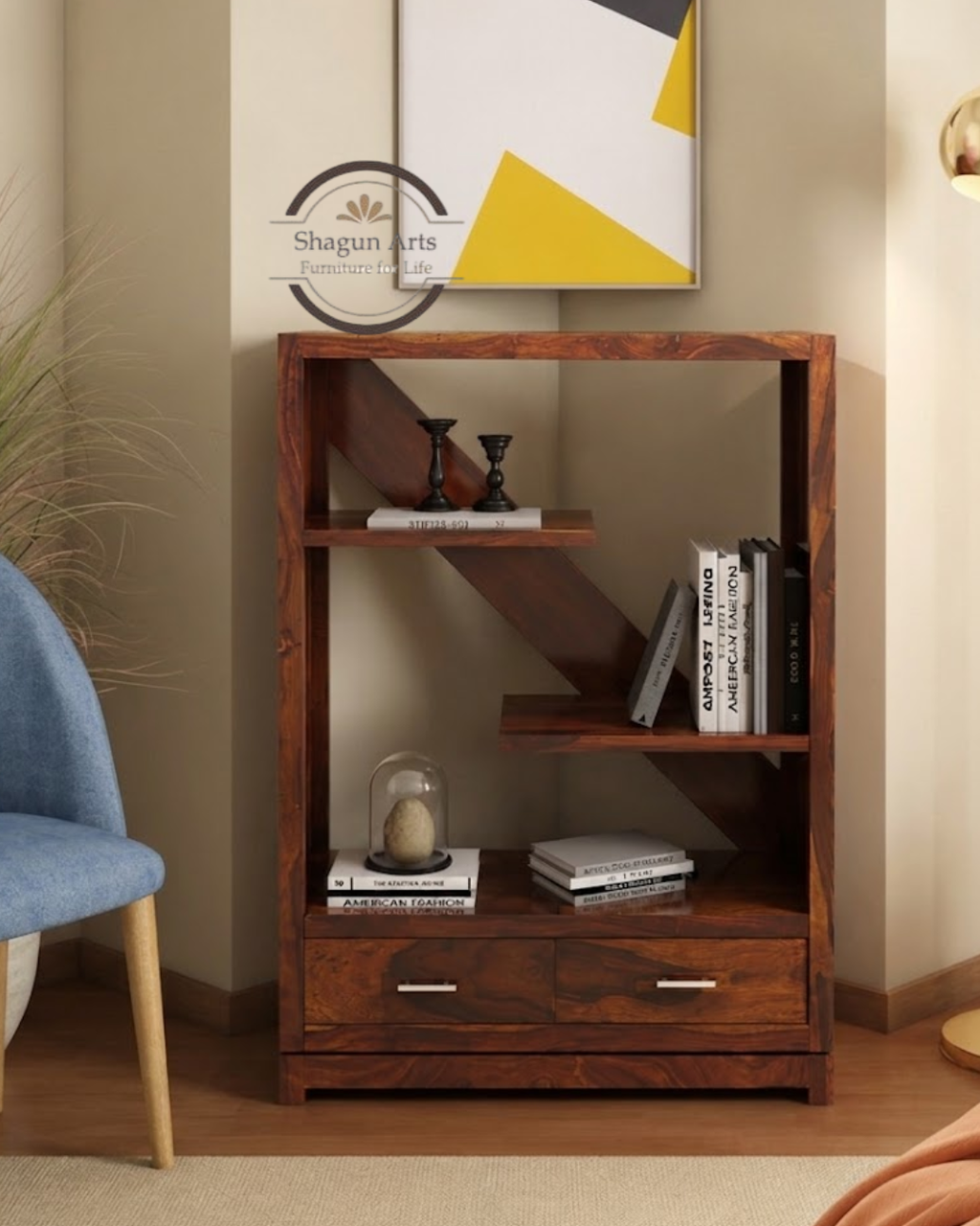 Pietro Solid Wood Book Shelf in Dual Tone Finish