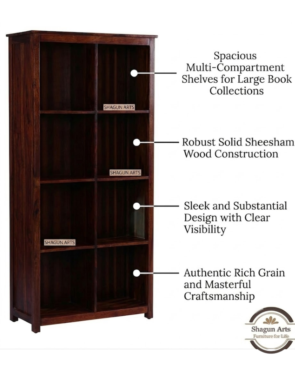 Osias Solid Wood Book Shelf in Honey Oak Finish