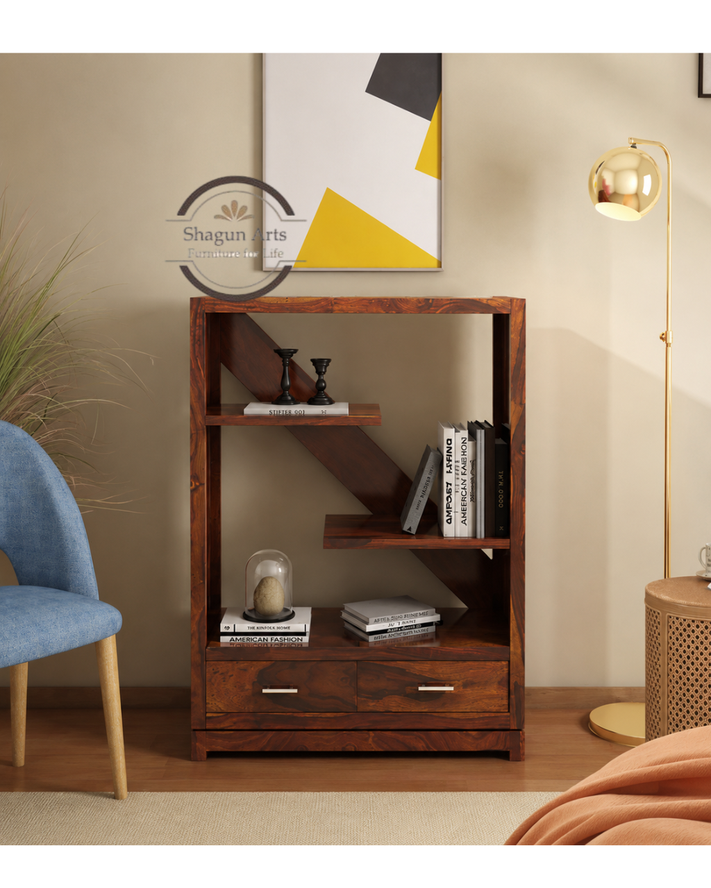 Pietro Solid Wood Book Shelf in Dual Tone Finish