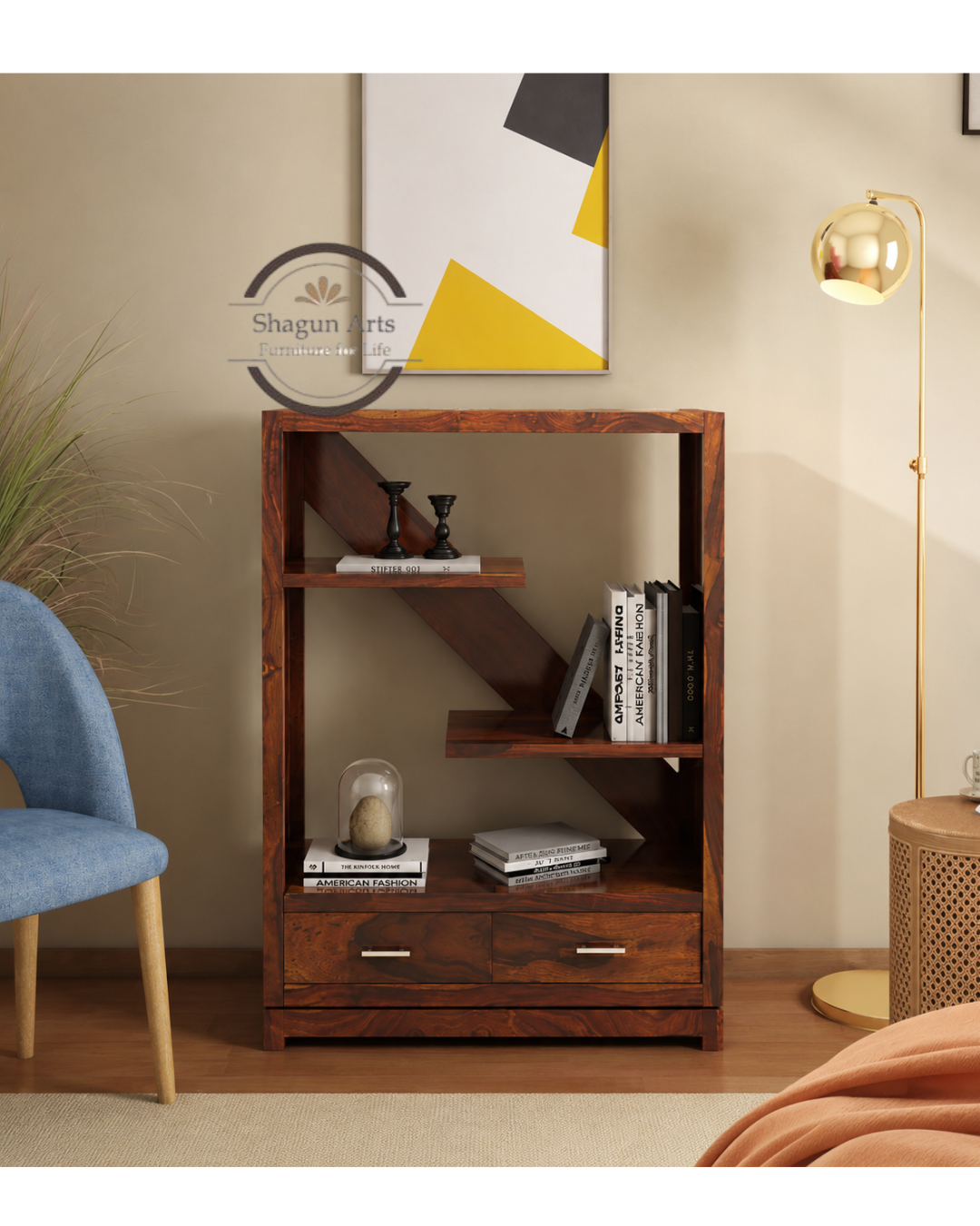 Pietro Solid Wood Book Shelf in Dual Tone Finish
