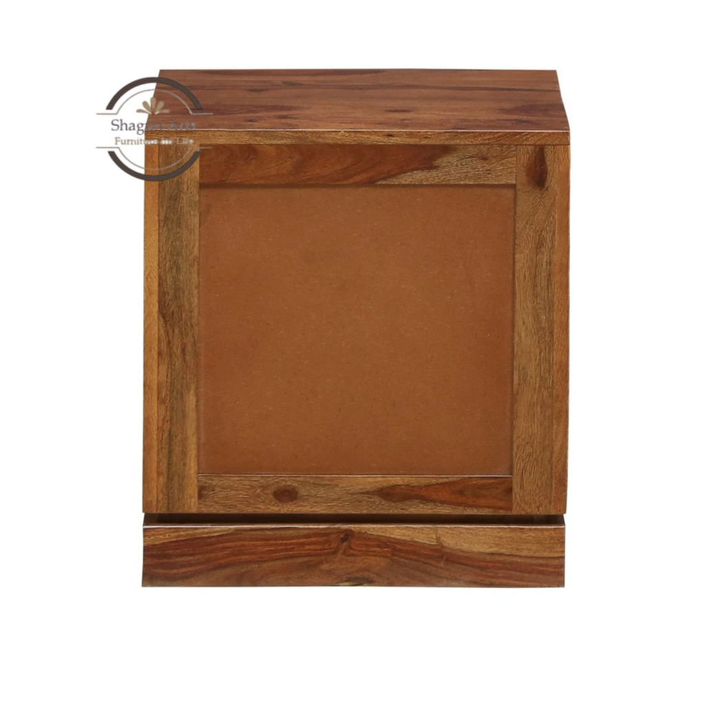 Solid Sheesham Wood Bedside Table with 2 Drawers | Modern Wooden Nightstand | Rustic Teak Finish