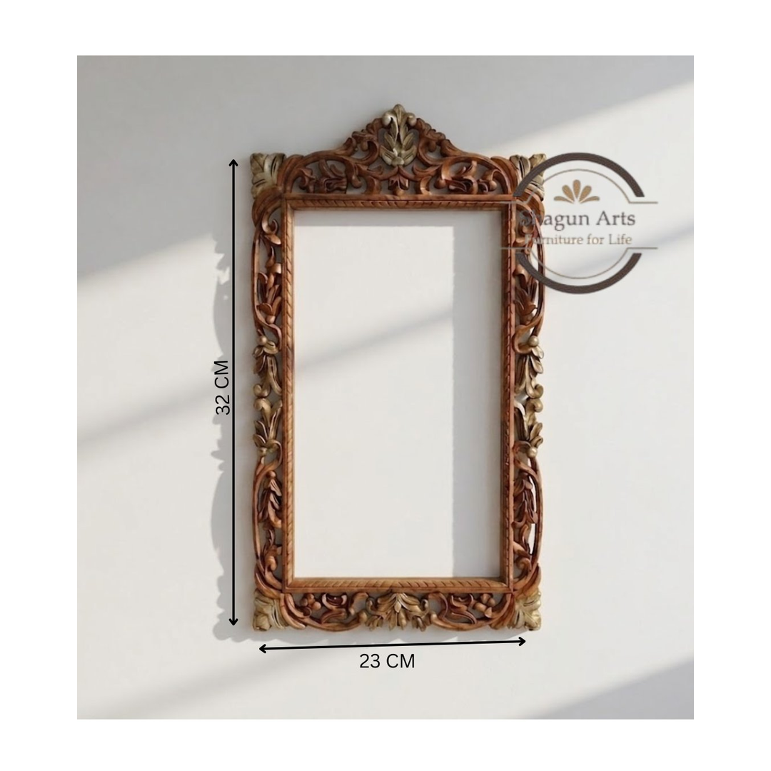 Handcrafted Ornate Carved Wooden Wall Mirror