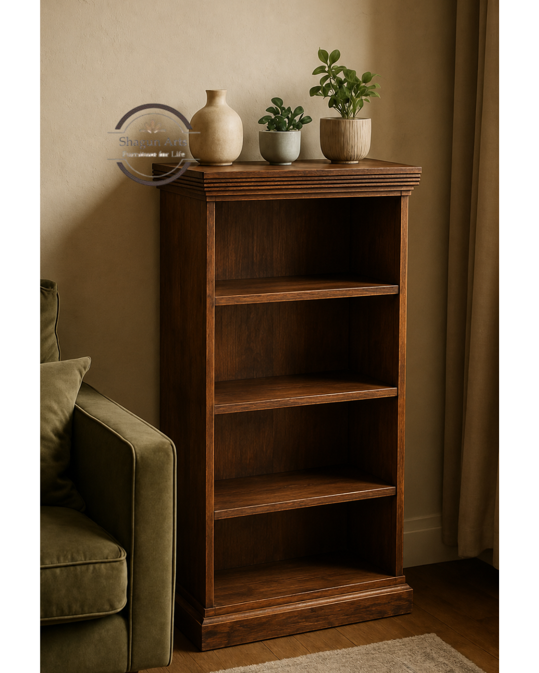 Louis Solid Sheesham Wood Book Shelf In Honey Oak Finish