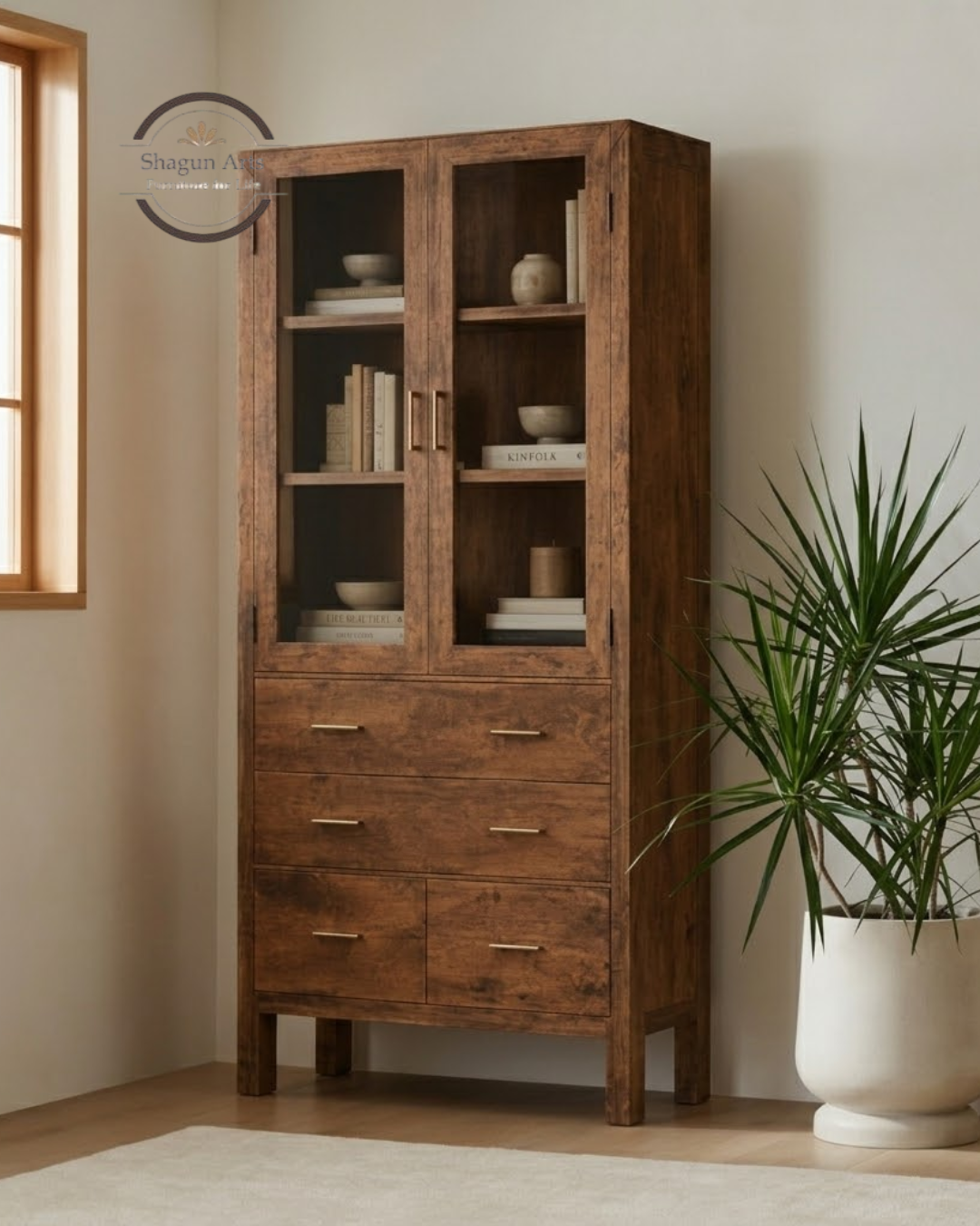 Emerson Solid Sheesham Wood Book Shelf In Provencial Teak Finish