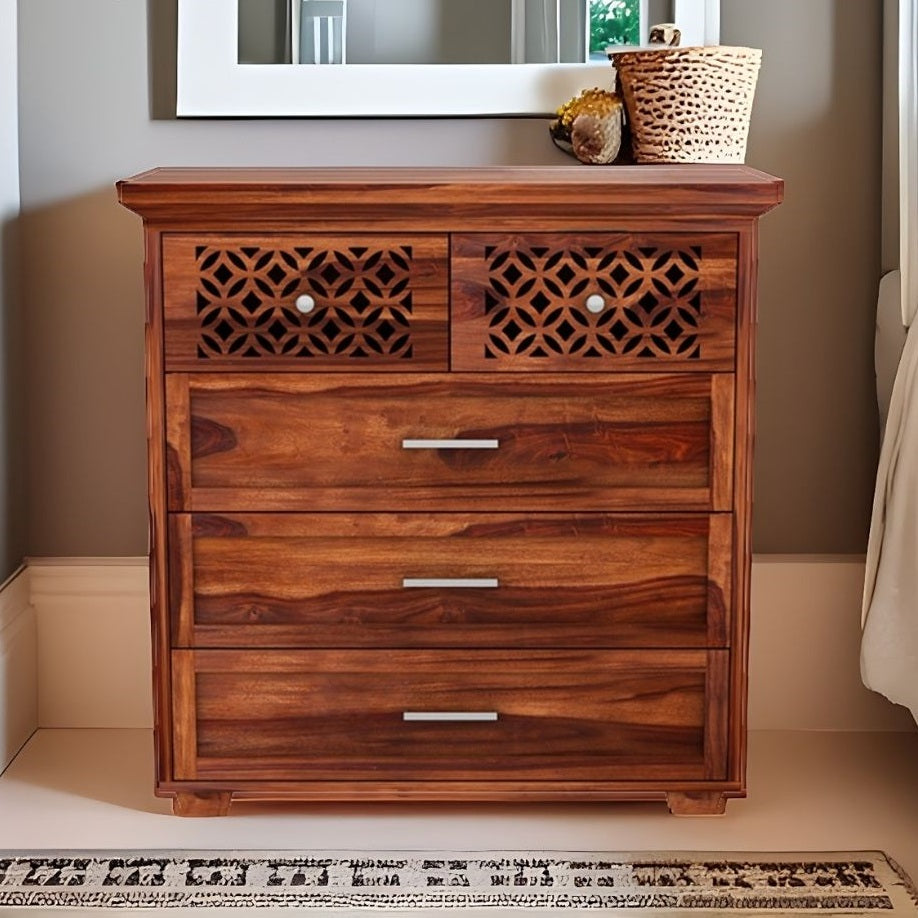 Grier Solid Sheesham Wood Chest of Drawer