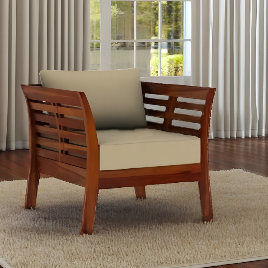 Yara Solid Sheesham Wood Single Seater Sofa