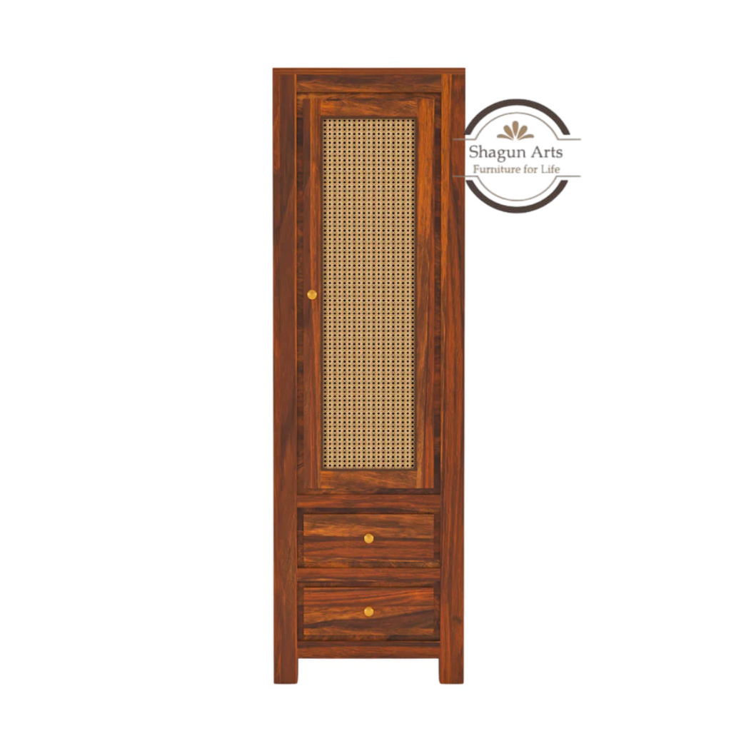 Liora22Solid Wood Cane Door Storage Cabinet