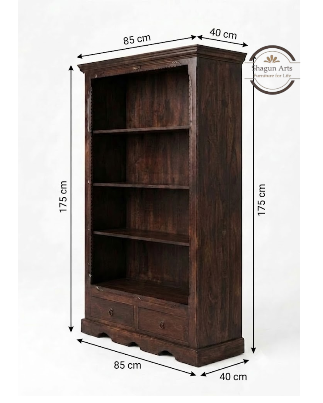 Anne Solid Sheesham Bookshelf with Drawer In Honey Oak Finish