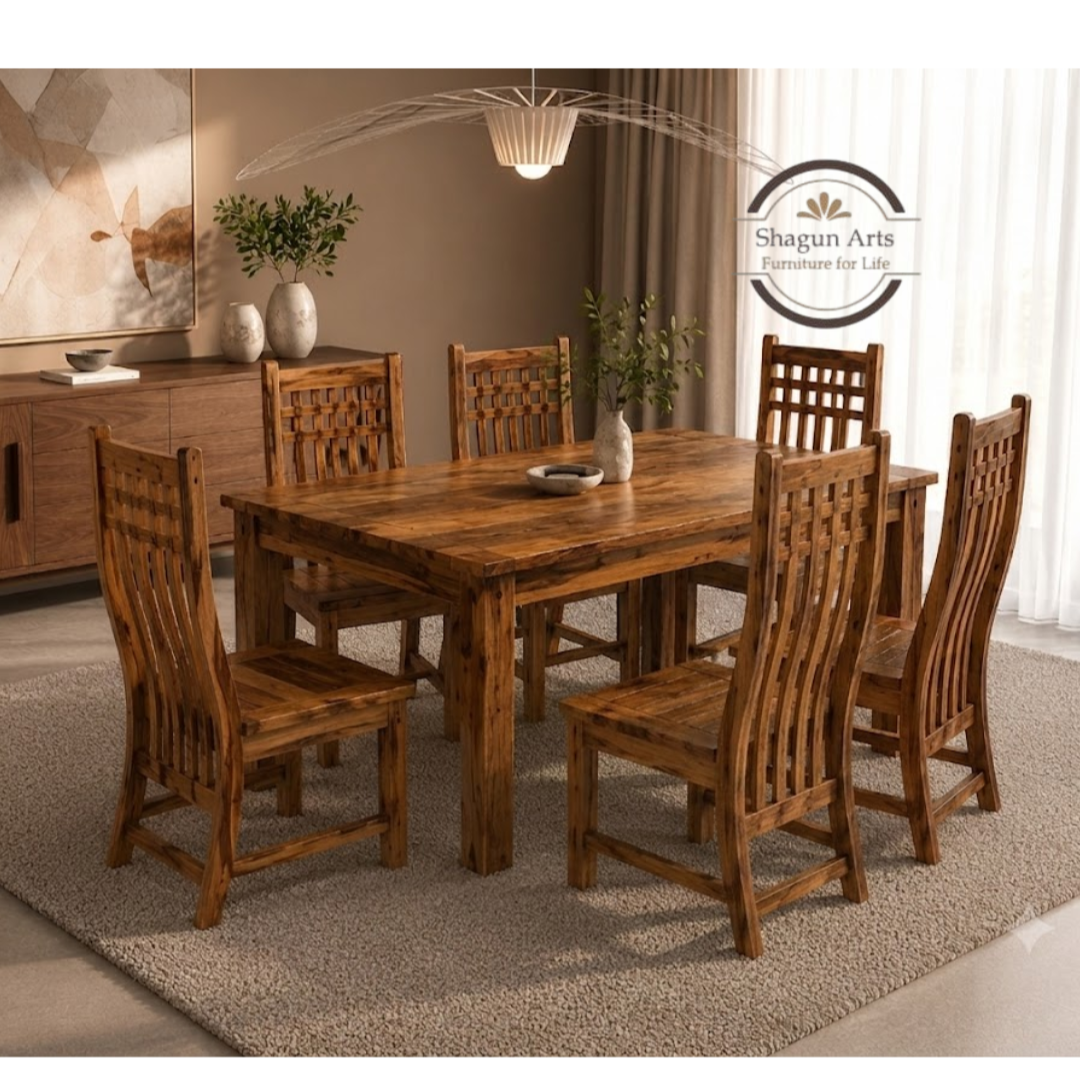 Artisan Crafted Solid Wood Dining Set