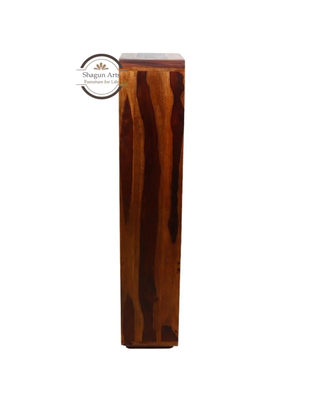 Thalia Solid Sheesham Wood Modern Geometric Display Bookshelf
