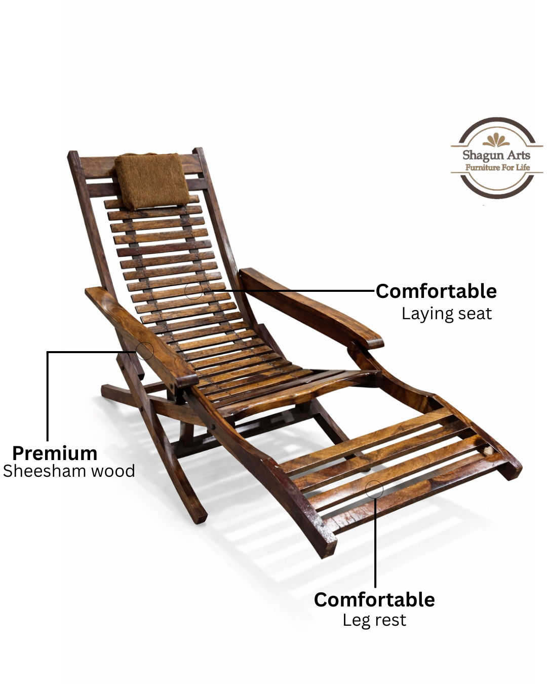 Sheesham Wood Folding Relaxing Beach Chair