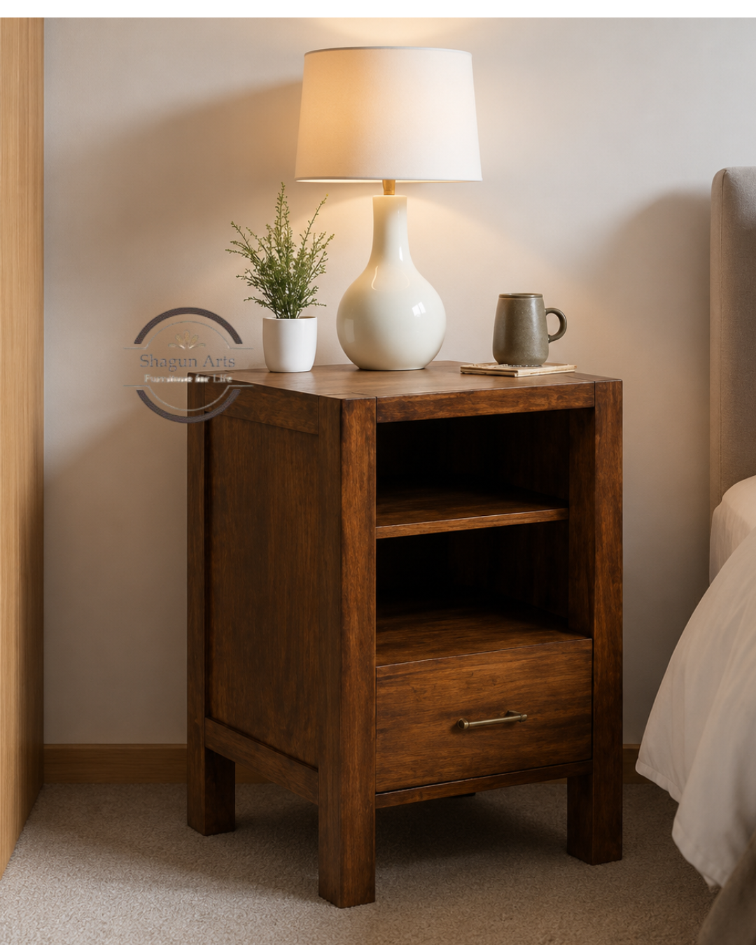 Vayaka Solid Sheesham Wood Cabinet In Honey Oak Finish