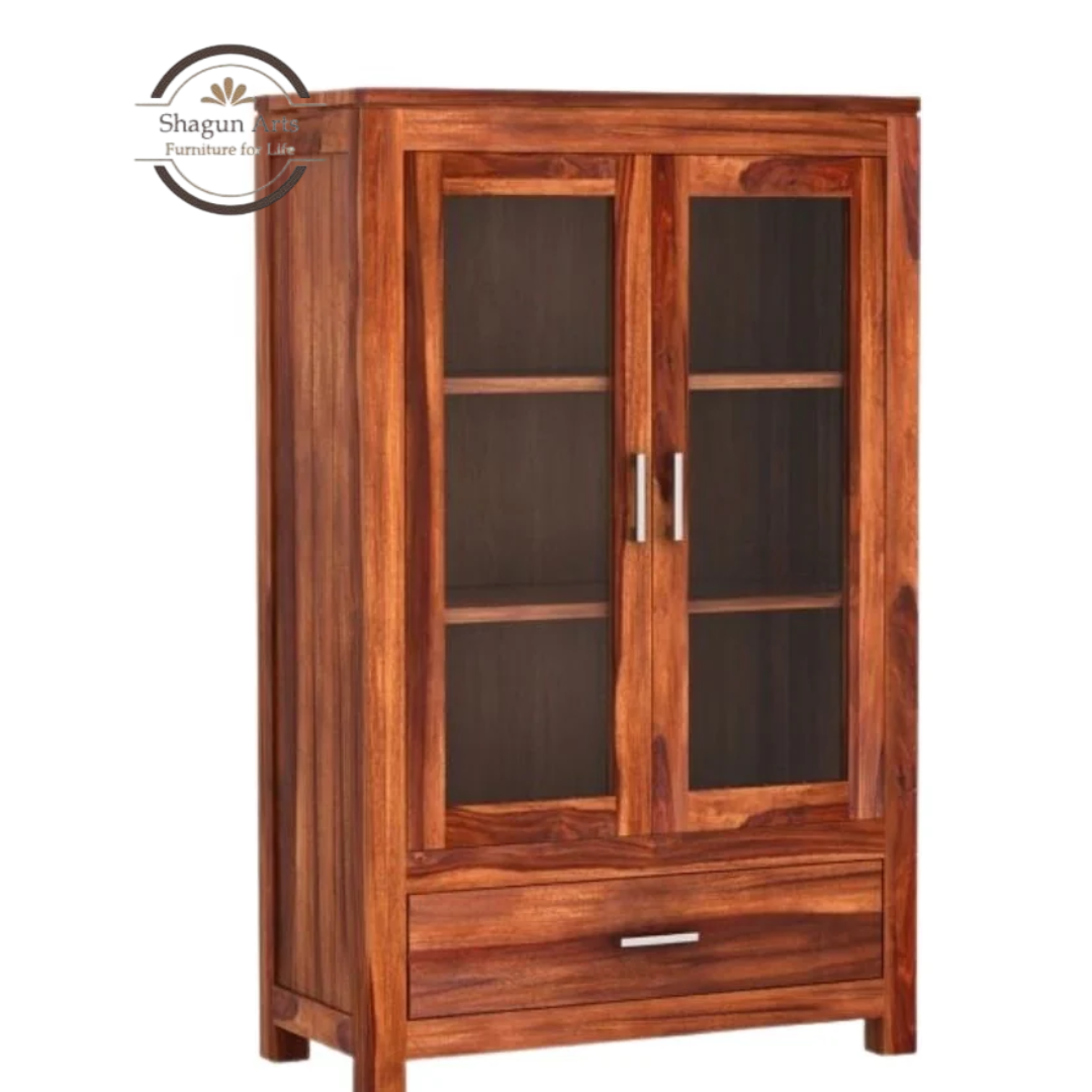 Briar Solid Wood Glass Door Display Cabinet