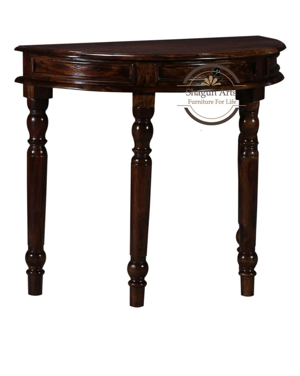 Wooden Half Round Console Table for Living Room