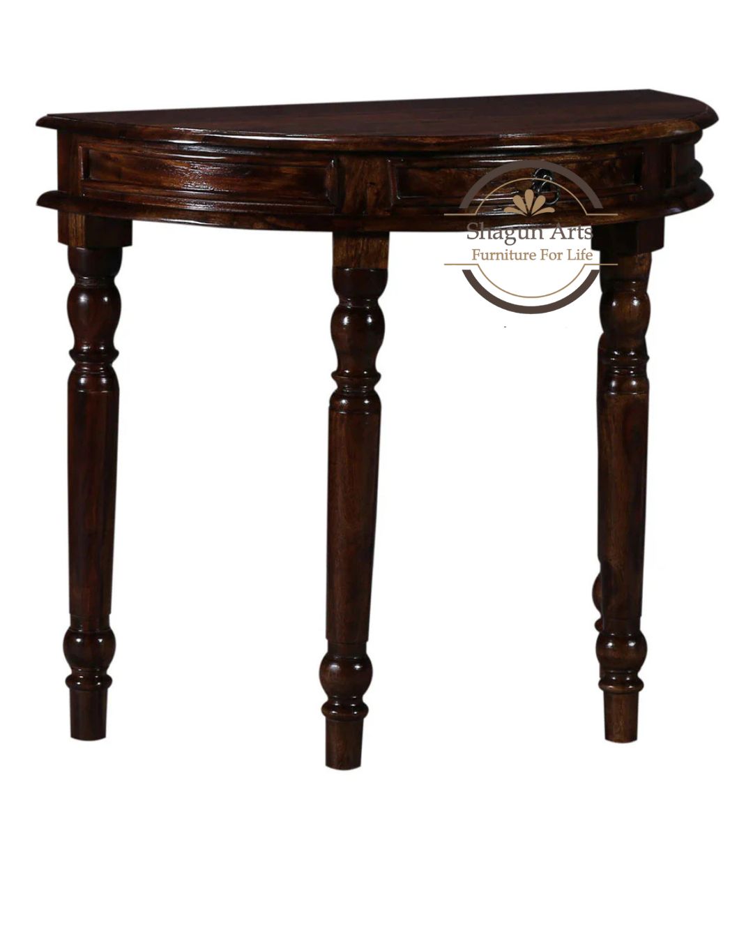 Wooden Half Round Console Table for Living Room
