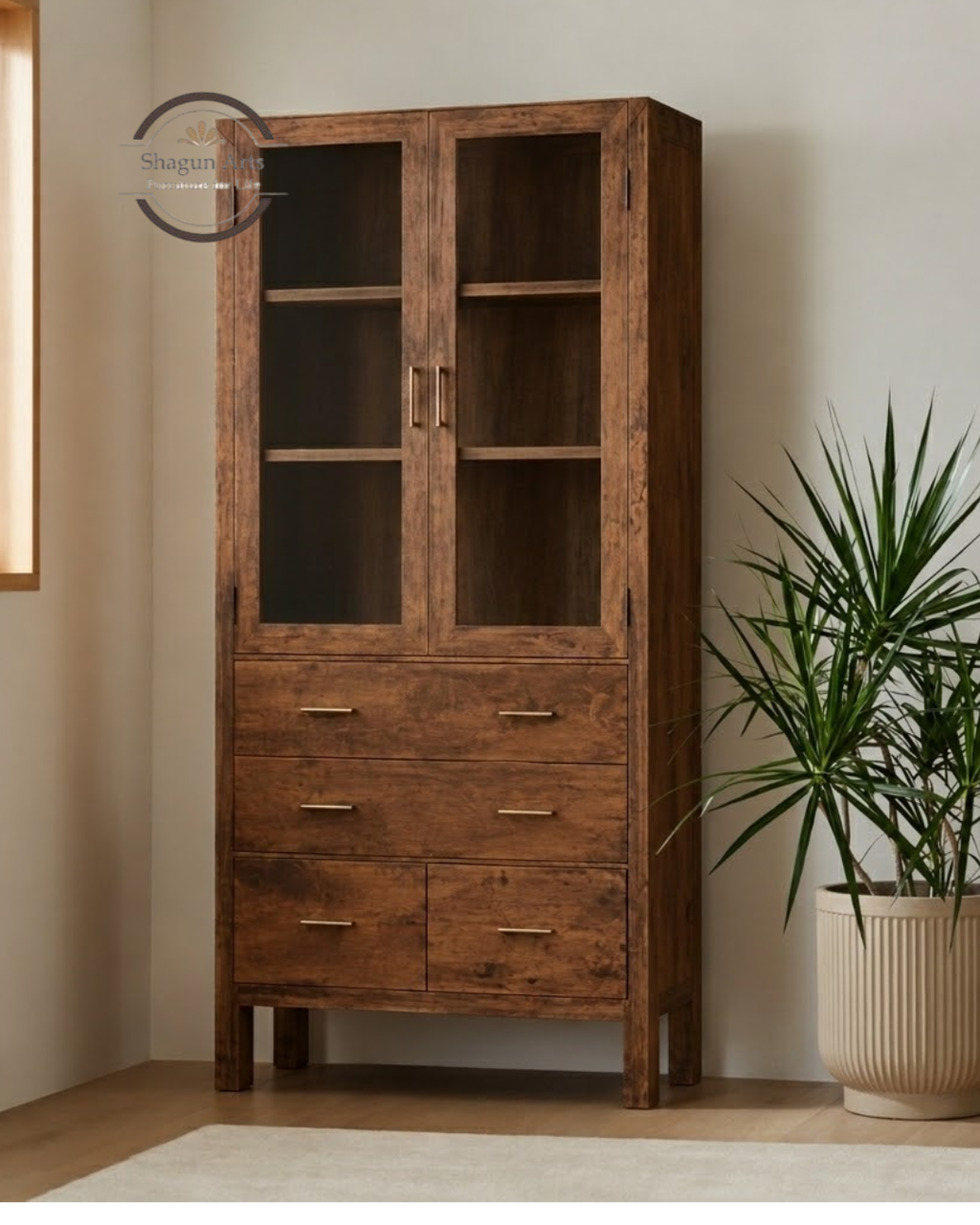 Emerson Solid Sheesham Wood Book Shelf In Provencial Teak Finish