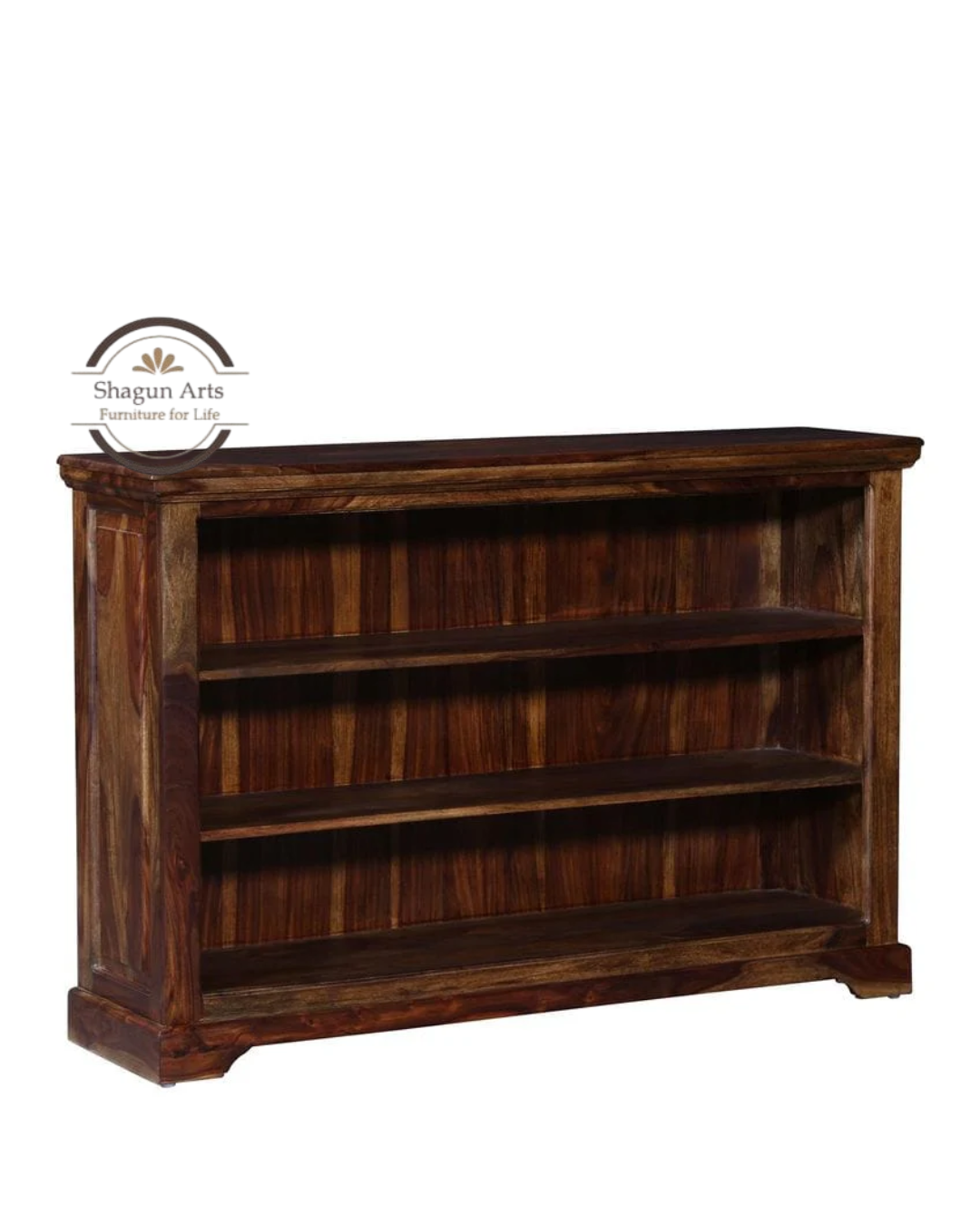 Fanny Solid Sheesham Wood 3-Tier Bookshelf in Provincial Teak Finish