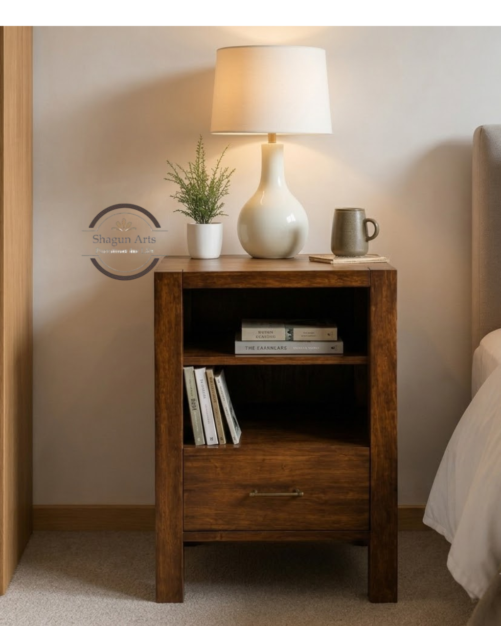 Vayaka Solid Sheesham Wood Cabinet In Honey Oak Finish