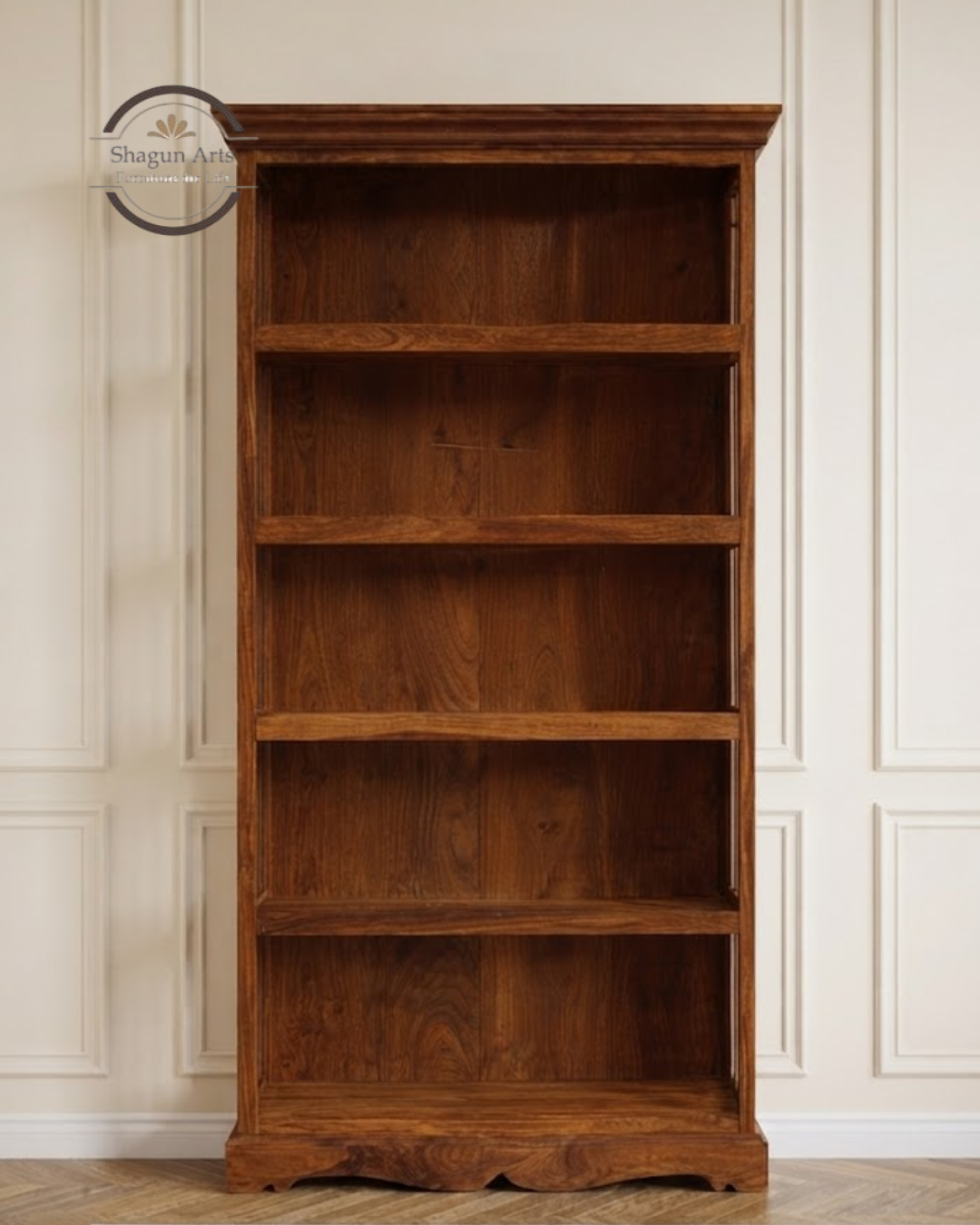 Abeey Solid Wood Sheesham Wood 5-Shelf Bookshelf In Natural Finish