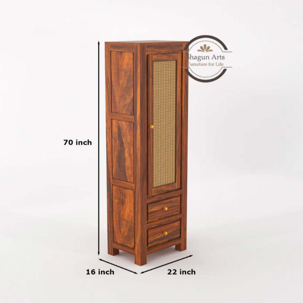 Liora22Solid Wood Cane Door Storage Cabinet