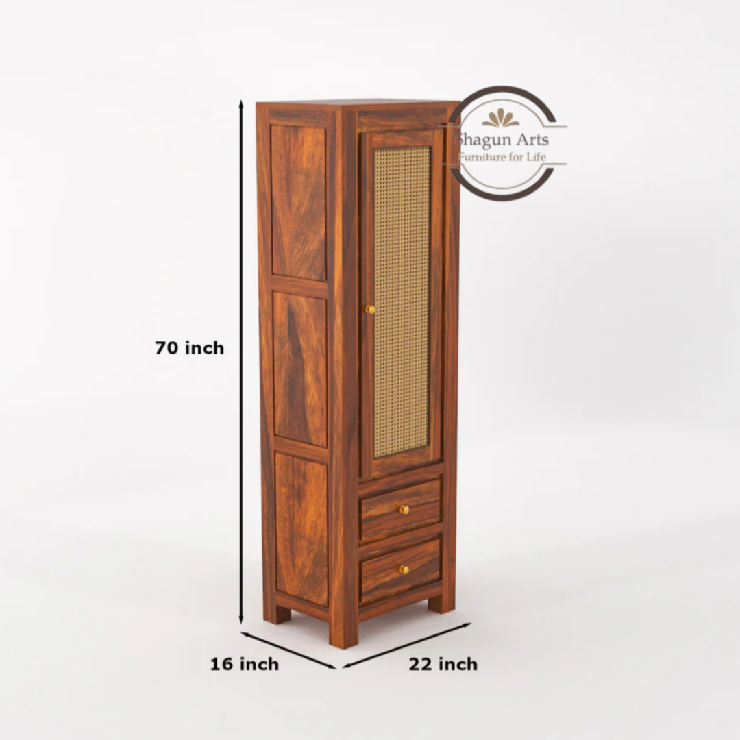 Liora22Solid Wood Cane Door Storage Cabinet