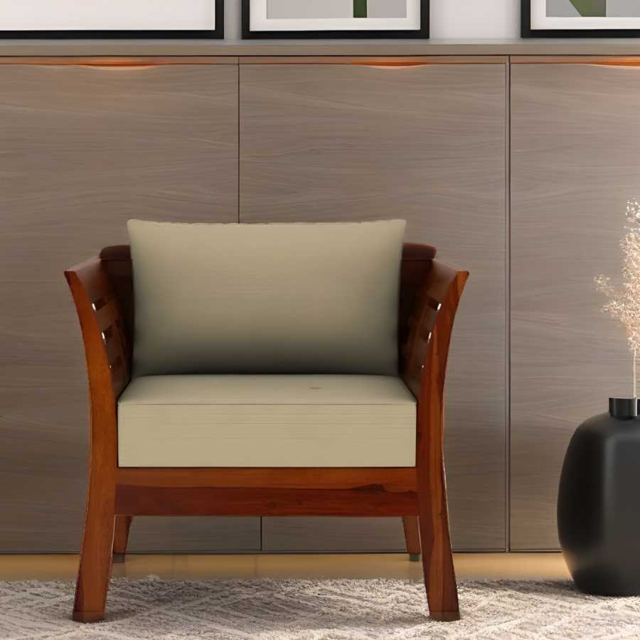 Yara Solid Sheesham Wood Single Seater Sofa