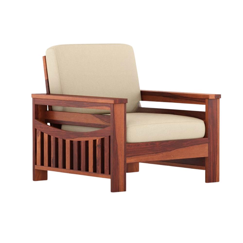 Xander Solid Sheesham Wood Single Seater Sofa
