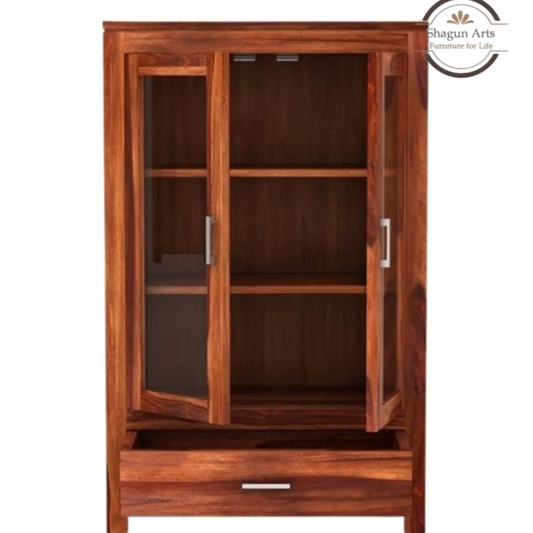 Briar Solid Wood Glass Door Display Cabinet