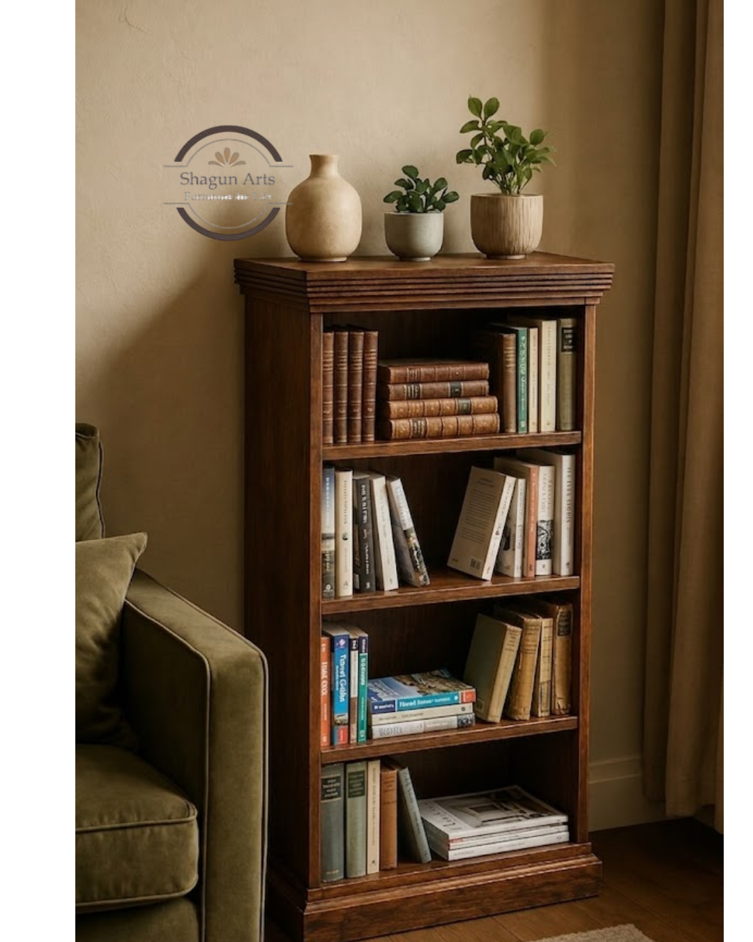 Louis Solid Sheesham Wood Book Shelf In Honey Oak Finish