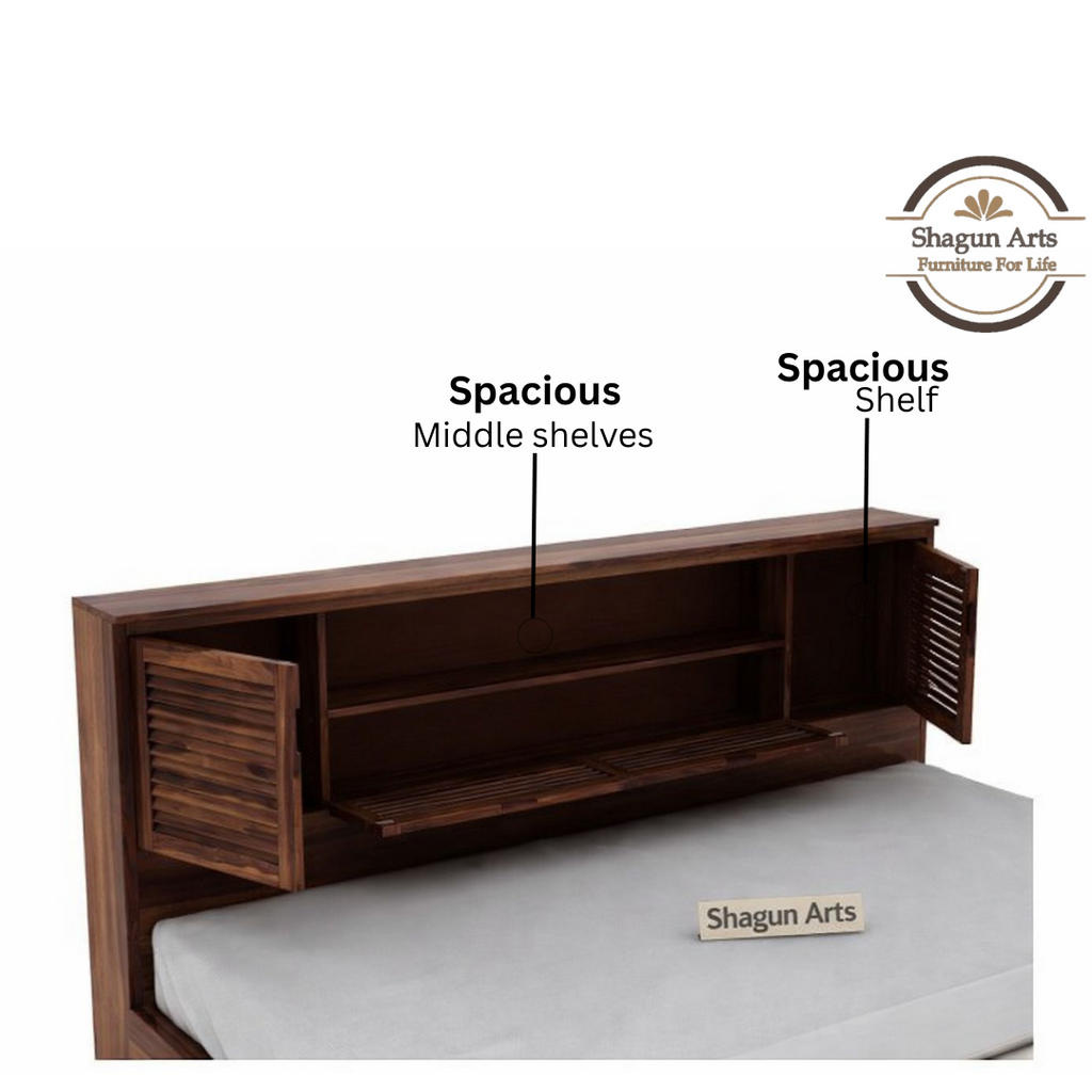 Maddox Solid Sheesham Wood King Size Bed in Walnut Finish