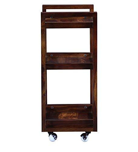 Delroy Bar Wooden Bar Trolley/Serving Trolley/Wooden Service Trolley (Sheesham Wood) (Teak Wood Shade)(foulding)