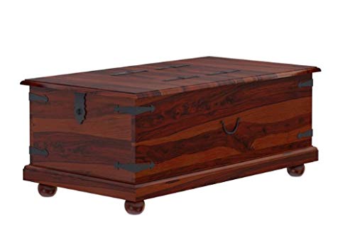 Adolph Wooden Trunk Living Room Table/Storage Box Stool Pure sheesham Wood
