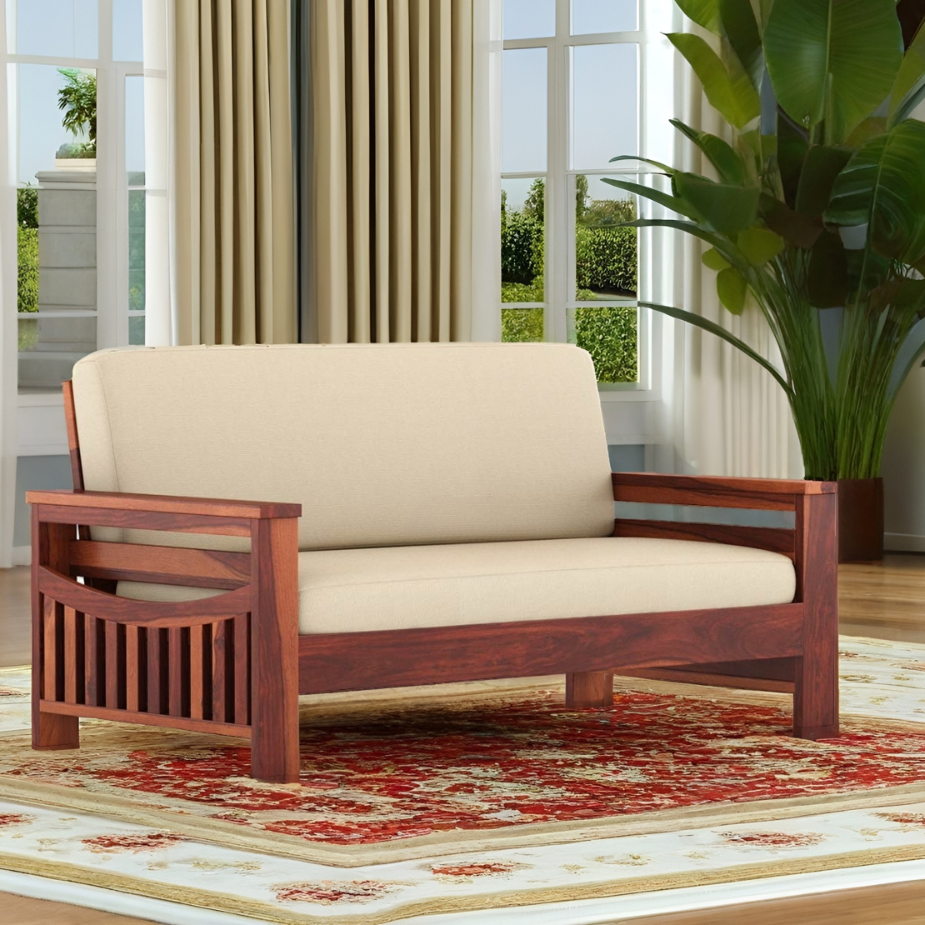 Damaris Solid Sheesham Wood 3 Seater Sofa