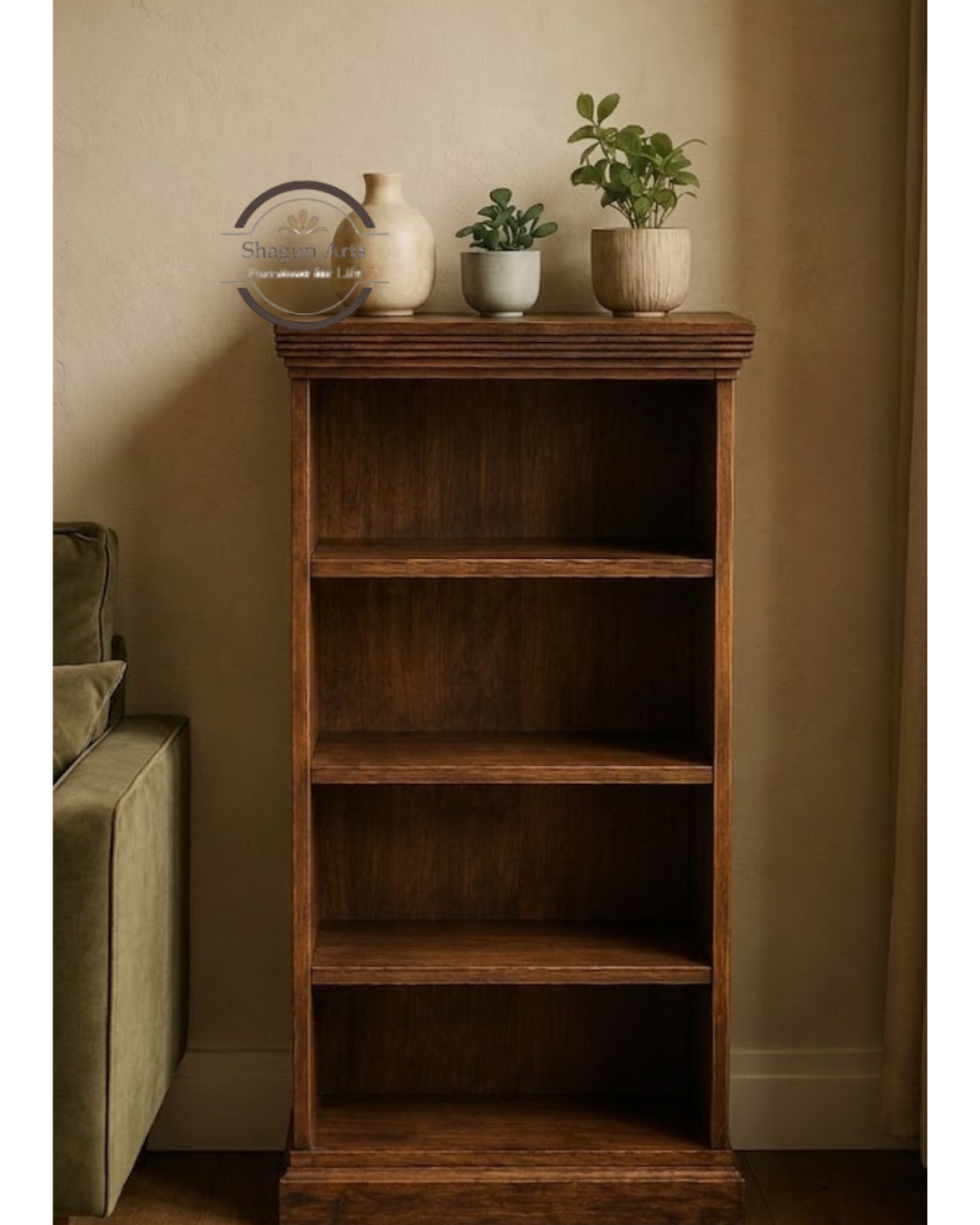 Louis Solid Sheesham Wood 5-tier Book Shelf In Natural Brown Finish