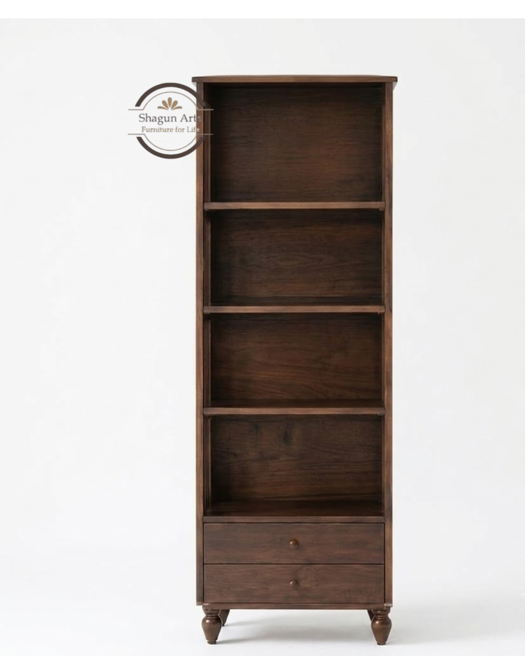 Homer Solid Sheesham Wood 6-Tier Bookshelf In Honey Oak Finish