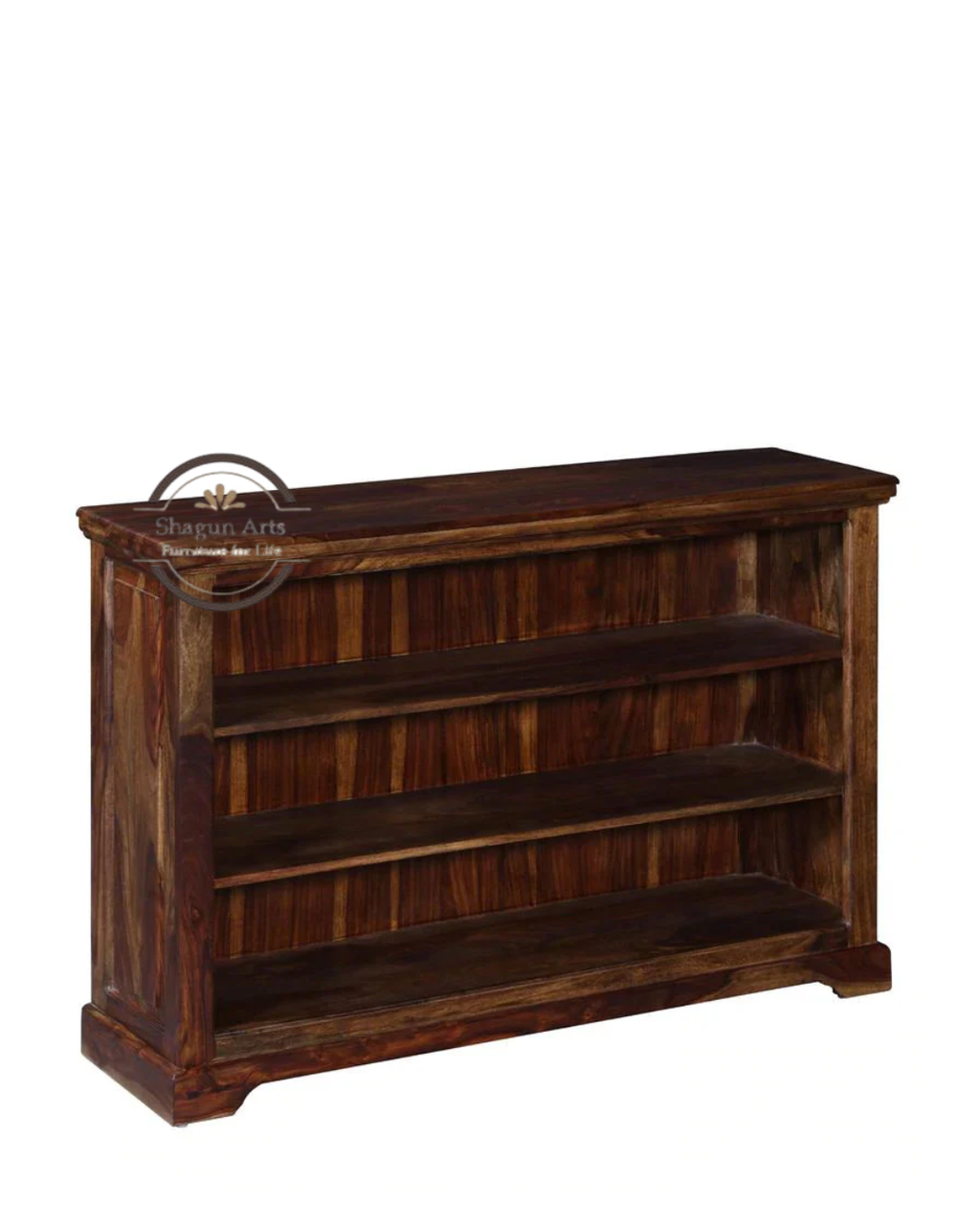 Fanny Solid Sheesham Wood 3-Tier Bookshelf in Provincial Teak Finish