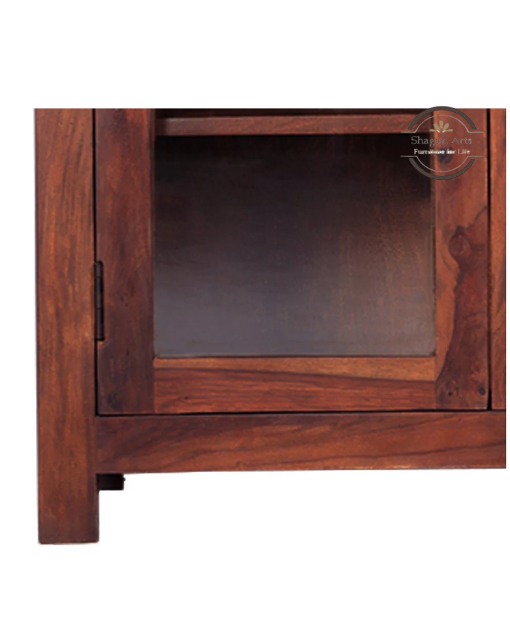 Pietro Tiffany Display Shelf Sheesham Wood 2-Door Display Cabinet in Honey Oak Finish