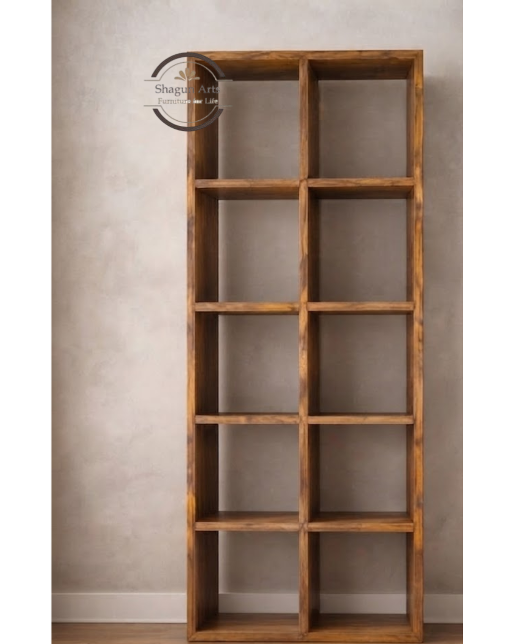 Hayao 8 Sheesham Bookshelf Cube Book Shelf In Natural Brown