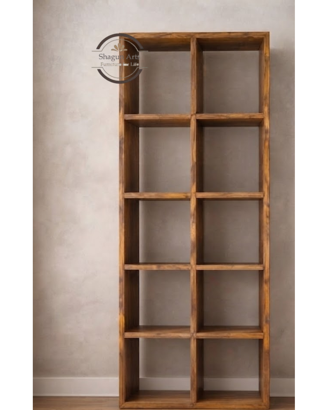 Hayao 8 Sheesham Bookshelf Cube Book Shelf In Natural Brown