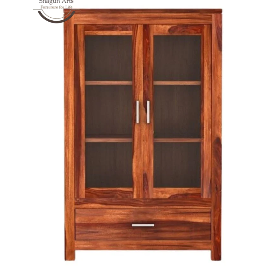 Briar Solid Wood Glass Door Display Cabinet
