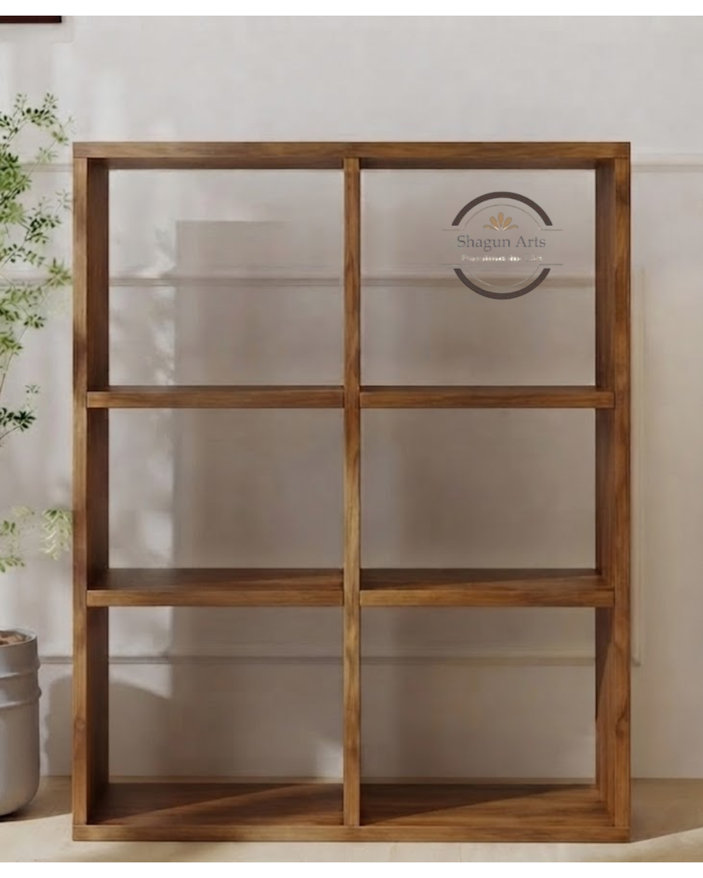 Hayao 6 Cube Solid Sheesham Book Shelf In Natural Brown Finish