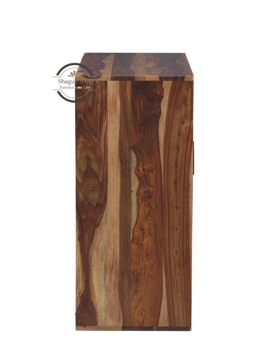 Portus Solid Sheesham Wood Multi-Storage Cabinet with Shelves, Drawers & Door In Rustic Teak Finish