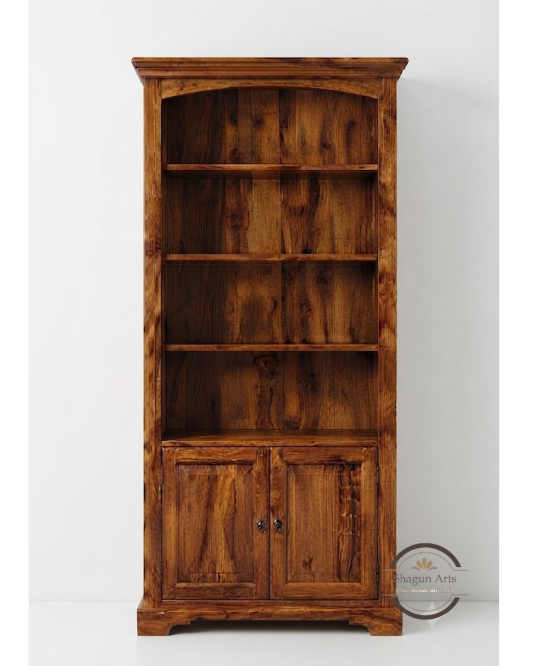 Essex Sheesham Wood Bookshelf with Cabinet Book Shelf