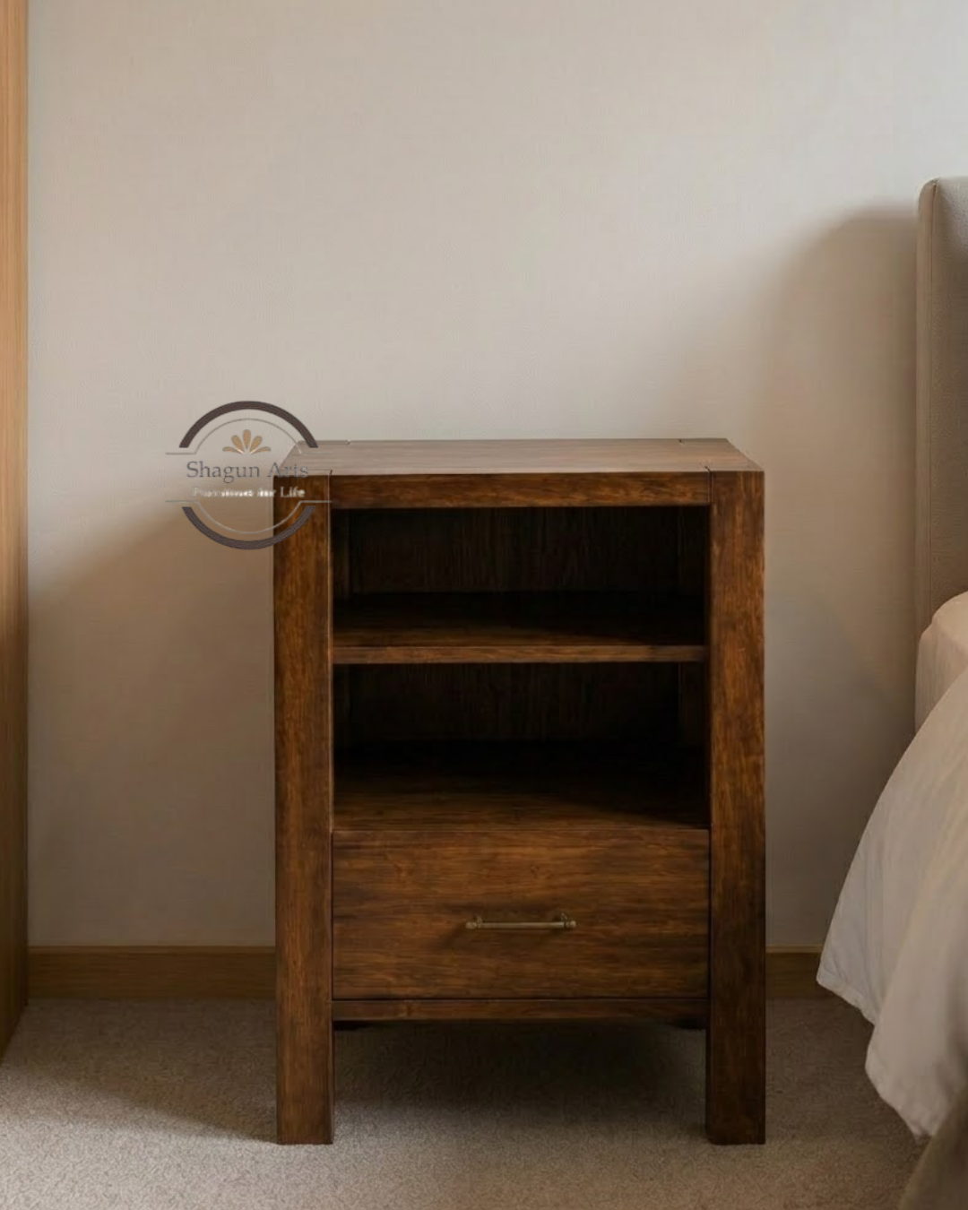 Vayaka Solid Sheesham Wood Cabinet In Honey Oak Finish