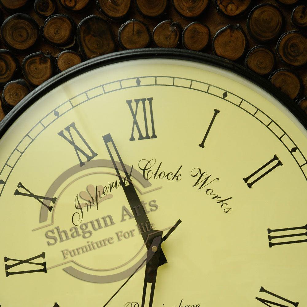 Dark Golden Sturdy Wooden Wall Clock